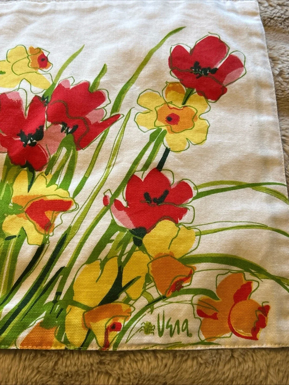 4 VINTAGE VERA NEUMANN LINEN PLACEMATS PLACE MATS FLOWERS DAFFODILS TULIPS
